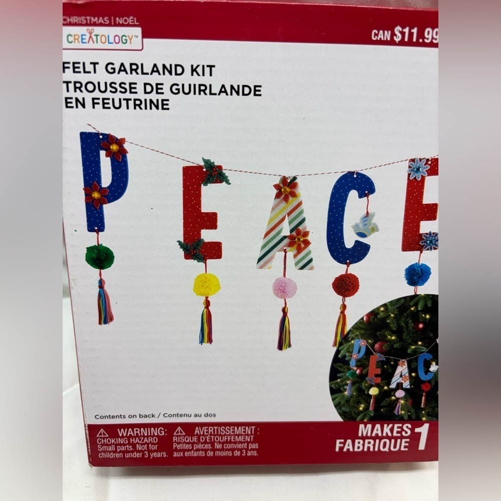Colorful Felt Garland Kit for Holiday Decor makes 1 PEACE Craft